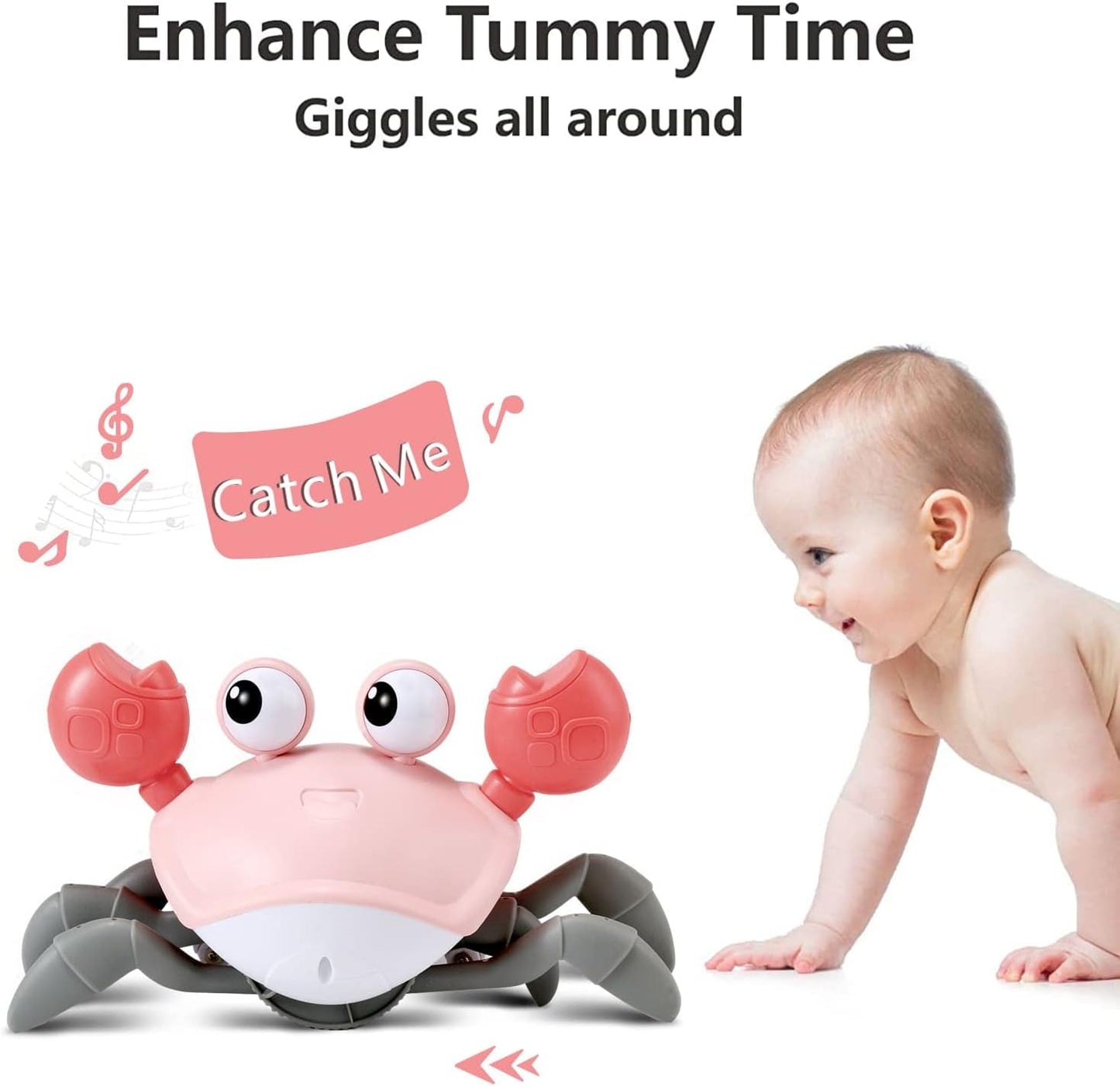 Crawling Crab Gear Set Toy - Tummy Time Musical Crab Toys Stacking & Building Blocks Educational STEM Game for Toddlers & Kids 3-5, 1 2 3 Yr Old Birthday Gift Christmas Stuff for 0-36 Month Boys Girls