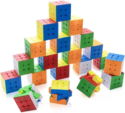 12 Pack 3x3 Speed Cube Set, Stickerless Magic Cube Bulk for Kids Party Favors, Classroom Rewards & School Prizes, Sensory Stress Relief Fidget Toys