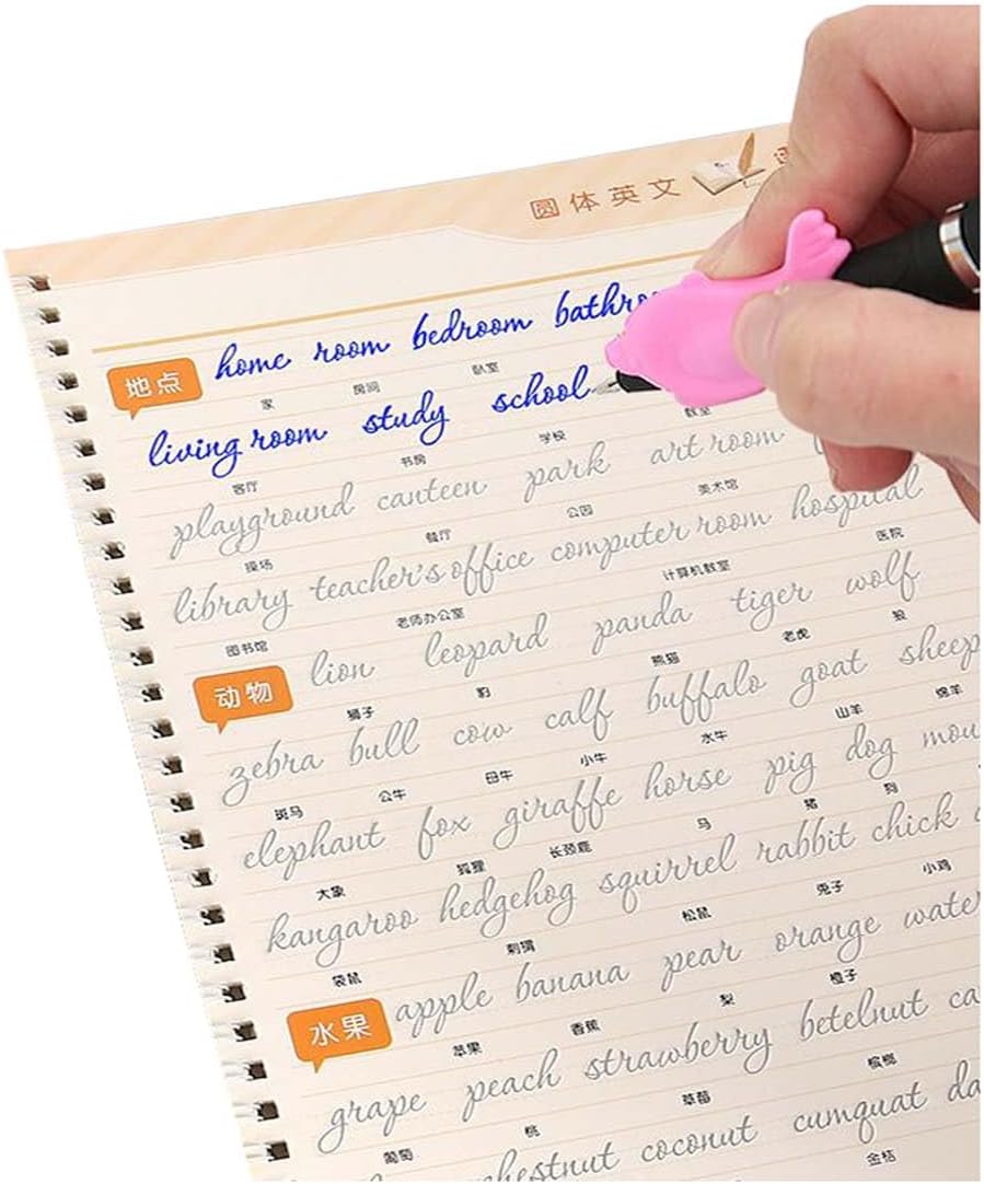 Beautiful Round English Calligraphy Practice Copybook, English Handwriting Practice Book Groove English Cursive Calligraphy