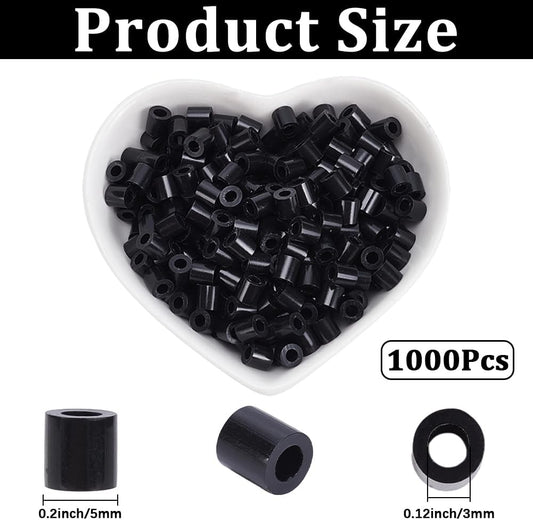 SOFPALTE 1000Pcs Rainbow Fuse Beads 5mm Melting Beads Color Bulk Plastic Colorful Inventory Refill Pack with 3mm Hole Replenish Accessories for DIY Crafts Handmade Decor Hama Refill Adults Beginners
