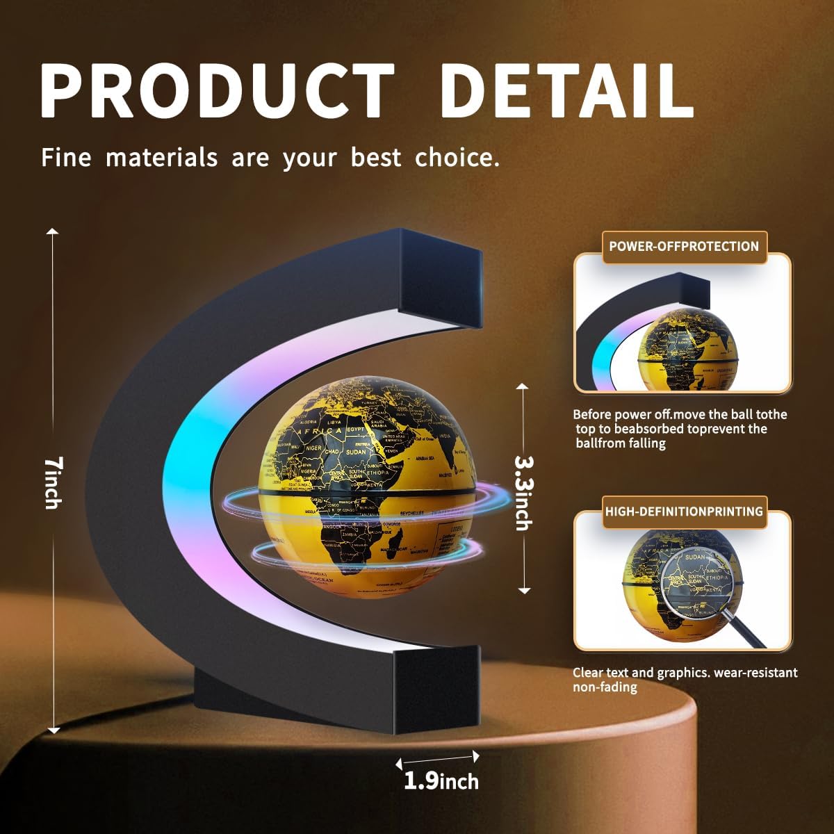 Magnetic Levitating Floating Globe with LED Lights, Cool Tech Gadgets Gifts World Globe Lamp for Men Father Teenage Boys Girls, Birthday Gifts Office Home Desk Decor Display