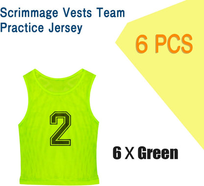 6 Pcs Pinnies Team Practice Vests with Numbers for Child Youth Teen Adult,Ideal for Soccer, Football,Basketball