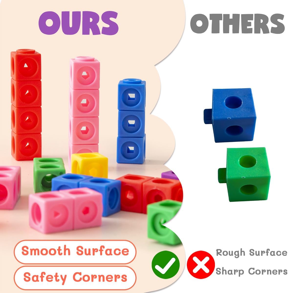 300 Pcs Linking Cubes for Kids - Counting Blocks with Storage Boxes, Connecting Cubes Math Manipulatives for Preschool & Elementary Aged Kids
