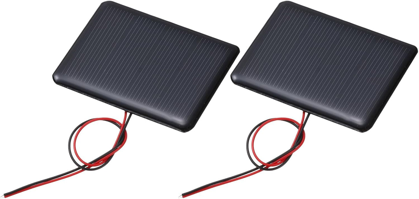 MECCANIXITY 2 Pcs 5.5V 0.44W 70mA Mini Solar Panels, Small Polycrystalline Solar Cell Panel with 2 Cable for DIY Electric Toy Materials Kits Charger, 60mm x 60mm