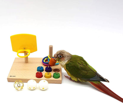 QBLEEV Bird Training Ring Toy, Parrot Trick Tabletop Toys, Educational Stacking Color Rings, Cage Toys