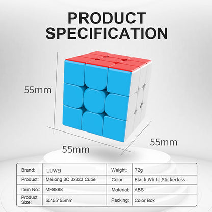 3x3x3 Speed Cube,Stickerless Magic Cube,Smooth Turning Puzzle Box with Anti-Sticky Design,The Most Educational Toy to Effectively Improve Your Child's Concentration and Responsiveness
