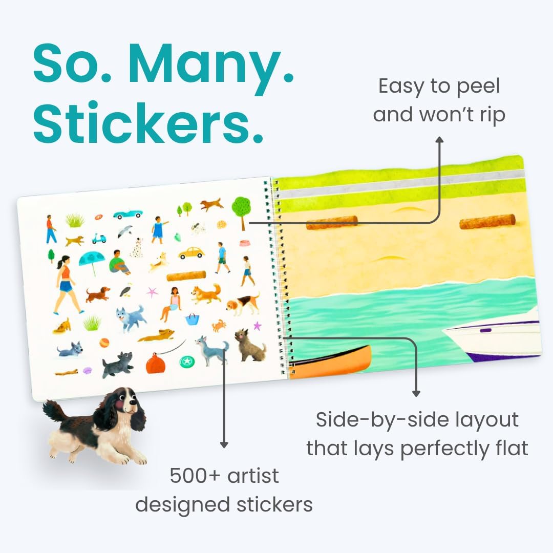 Animals Habitat 500+ Kids Sticker Book by Cupkin Toddler Airplane Travel Activity Coloring and Sticker Book, Road Trip Essentials, 12 Coloring Pages + 12 Scenes for Ages 2–8 Years - Colors B