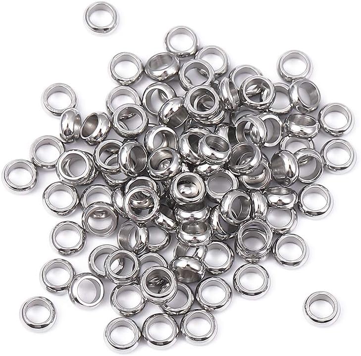 BEADIA Stainless Steel Spacer Beads 3x2.5mm Round Loose Charm Caps Beads for DIY Jewelry Making 100pcs with 1mm Hole