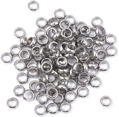 BEADIA Stainless Steel Spacer Beads 3x2.5mm Round Loose Charm Caps Beads for DIY Jewelry Making 100pcs with 1mm Hole
