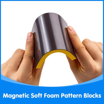 96 Pcs Magnetic Pattern Blocks & Large Shape Magnets Set – Tangram Puzzle, Geometric Shapes, Whiteboard Magnets, Math Manipulatives for Kids Learning