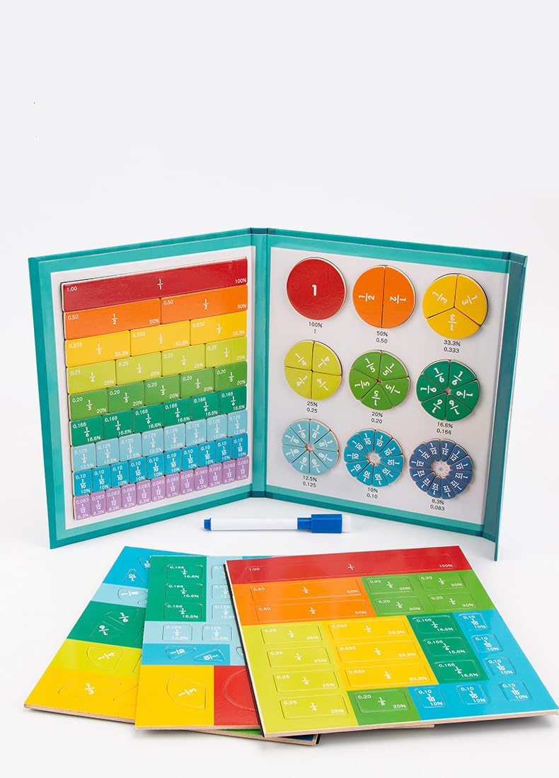 Ducational Highiy Magnetic Fraction Educational Puzzle,Magnet Montessori Fraction Puzzle for Hands and Brain Use，Teaching Aid for Classroom Homeschool