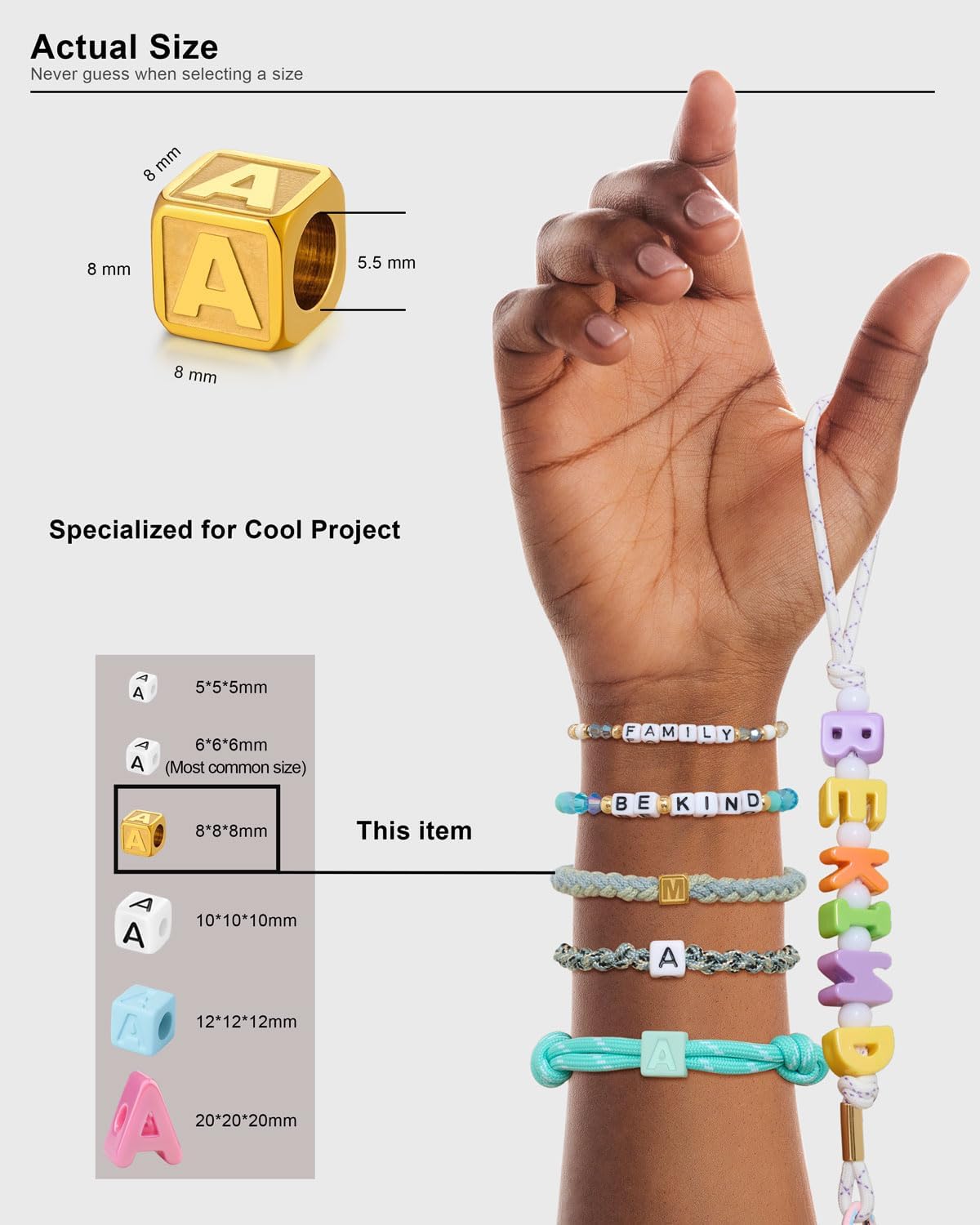 DoDoBeads 1270 Pcs Letter Beads Kit, White and Colorful Square Acrylic Alphabet Beads with Extra Vowels, Numbers & Spacers, Perfect for Friendship Bracelets