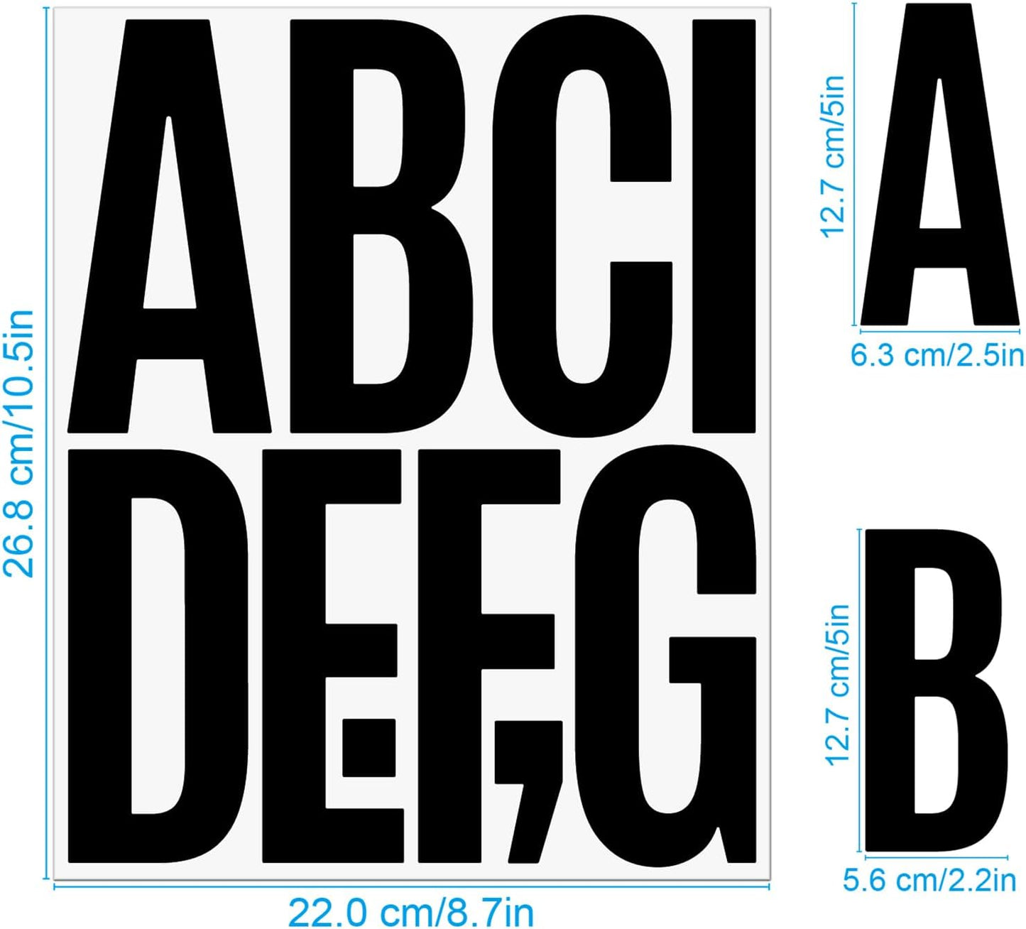 480 Pcs Waterproof 3" Vinyl Alphabet & Number Stickers - Self-Adhesive for Mailboxes, Windows, Doors, Signs, Vehicles & More, Black
