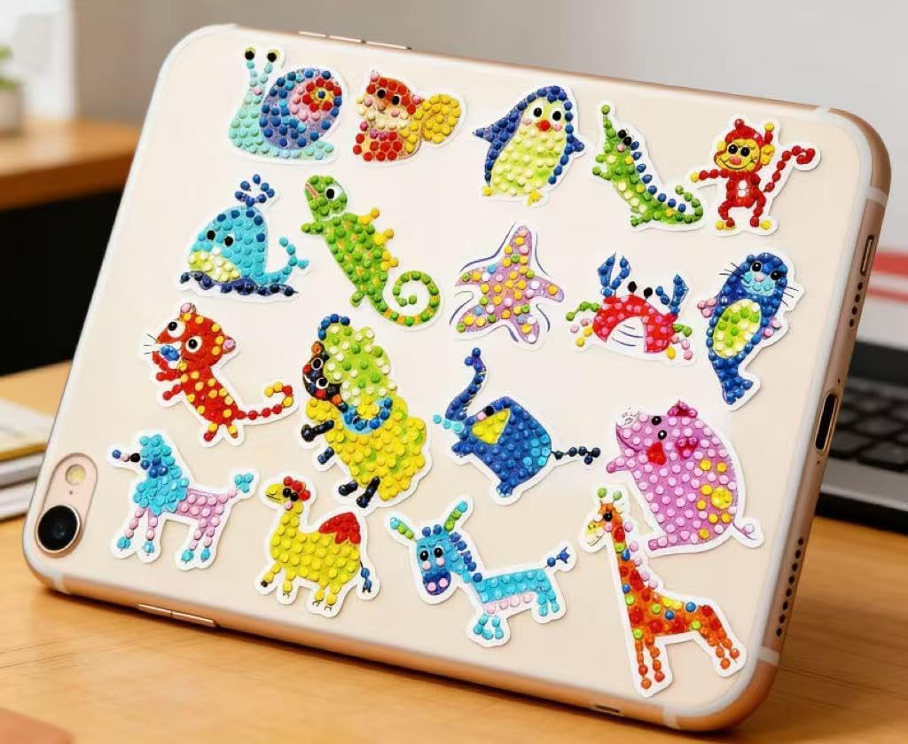 FONYANE Diamond Art for Kids & Girls & Boys,Gem Art Animal Stickers Craft Kit for Kids Ages 4-6-8-10-12,Arts & Crafts for Boys Girls Birthday Party Gift Toy