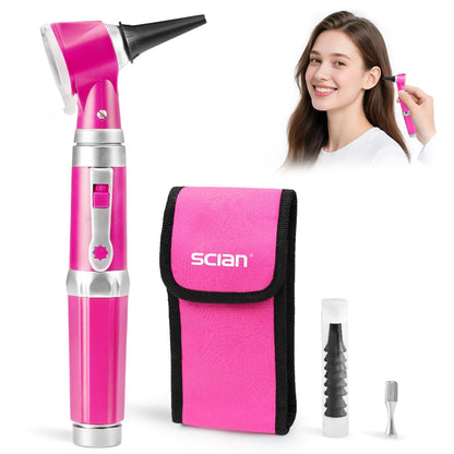 Scian Otoscope - Ear Scope with Light, Ear Infection Detector and Pocket Ear Checker Kit with 3X Magnify Lens, Suitable for Kids, Adults, Doctors, Pets(Pink)