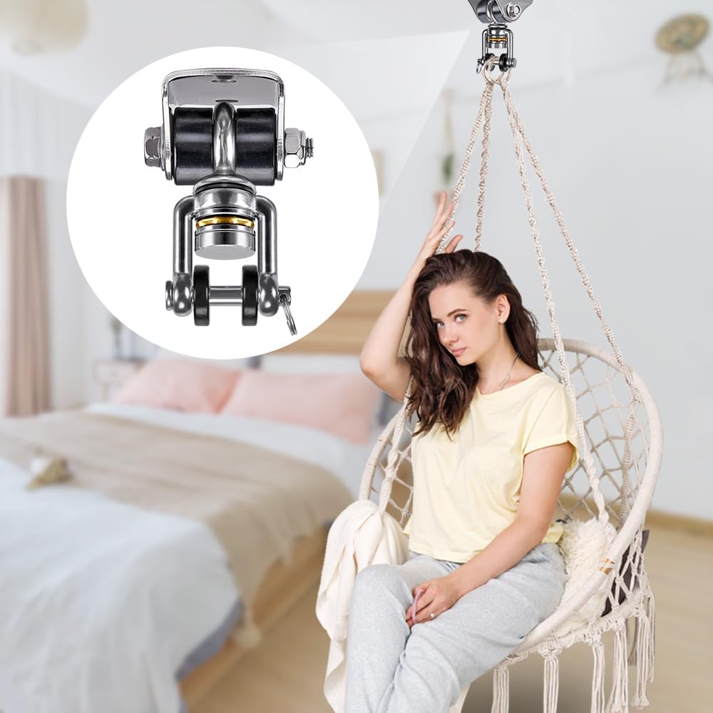 SELEWARE Anti-Squeaking Swing Hanger Stainless Steel Swing Set Hook Ceiling Mount Bracket for Hammock Chair Toddler Swing Yoga Swing Punching Bag 2 Packs