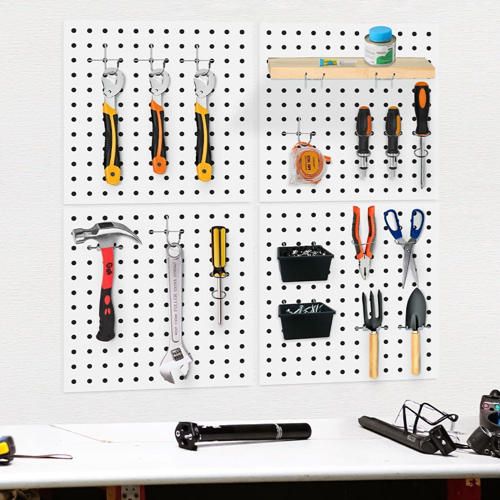 15pcs Pegboard Sets, Peg Board, Pegboard Wall Organizer, Storage System for Workbench, Shop, Shed Modular Peg Board Organizer Board Kit