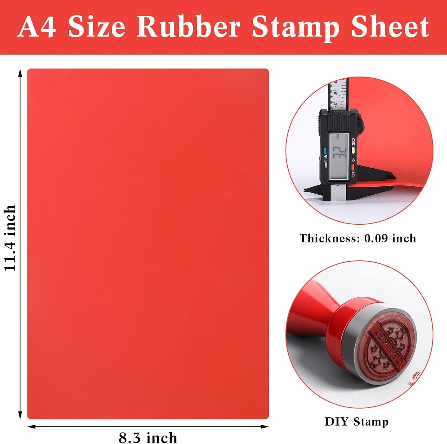 Rubber Stamp Sheet for Laser Engraving Machine, A4 Rubber Stamp Sheet for Laser Cutter Soft Rubber Sheet for Stamps (Dark Gray, 1 Pack)