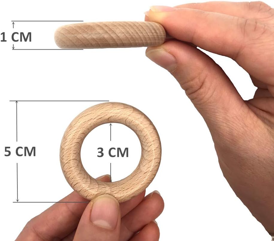 Natural Beech Wood Rings, 10 Pcs Unfinished 6cm Solid Wooden Rings Circles Without Paint for Craft, Connectors Jewelry Making