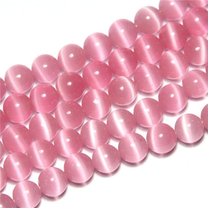 HAAMIIQII 8mm Light Blue Cat Eye Glass Round Crystal Stone Loose Gemstone Beads for Jewelry Making Bracelets Necklaces Earrings Crafts (45-50pcs)