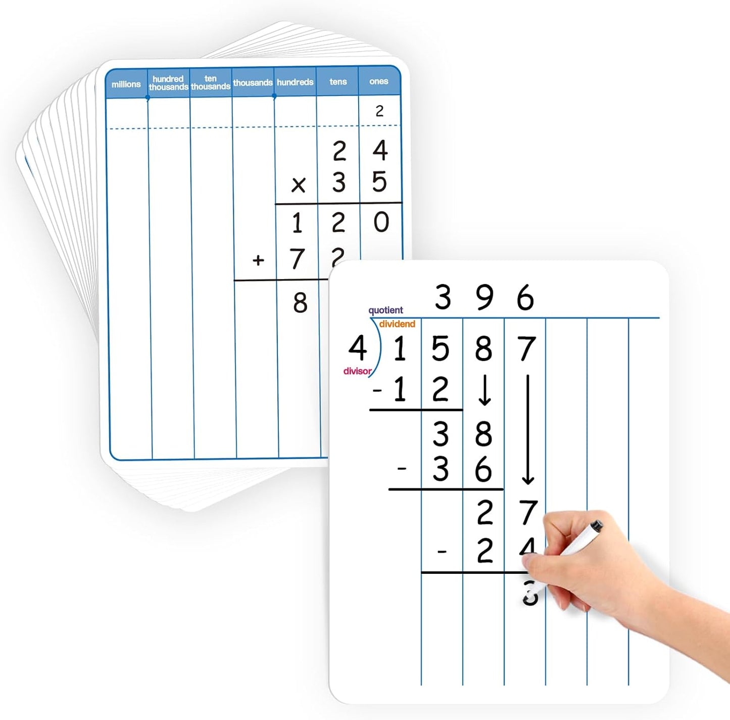 Aizweb 12 Pack Dry Erase Board Card,9" x 12" Small Whiteboard Number Line 120 Numbers Chart Ten Frame,Math Manipulatives Addition Subtraction Game for Student Classroom Must Haves Teacher Supplies