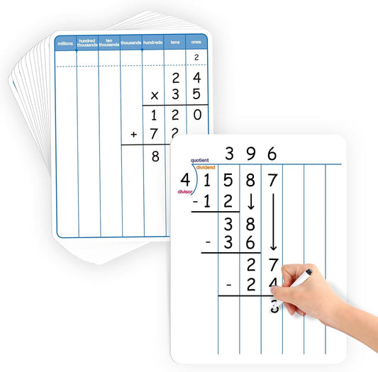 Aizweb 12 Pack Dry Erase Board Card,9" x 12" Small Whiteboard Number Line 120 Numbers Chart Ten Frame,Math Manipulatives Addition Subtraction Game for Student Classroom Must Haves Teacher Supplies