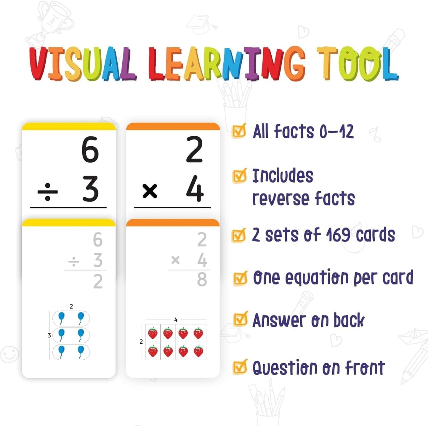 merka Math Flash Cards, 169 Flashcards in Total, Multiplication Learning Mathematics, Create Game for Kids, Classroom and Homeschool Toys, 1st to 4th Graders, Ages 4-14