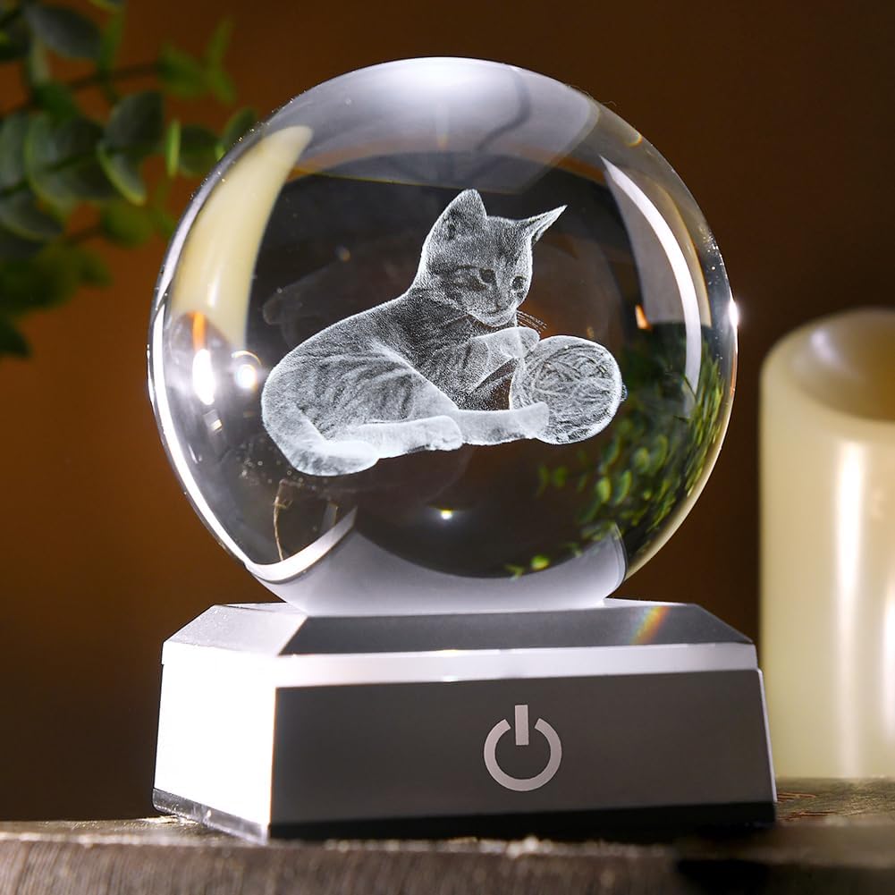 3D Solar System Crystal Ball Universe Glass Ball Space Astronomy Gift Planets Model Science Astrophysics Gifts Solar System Night Light Glass Globe Decor with 12 Colorful Modes Light Base