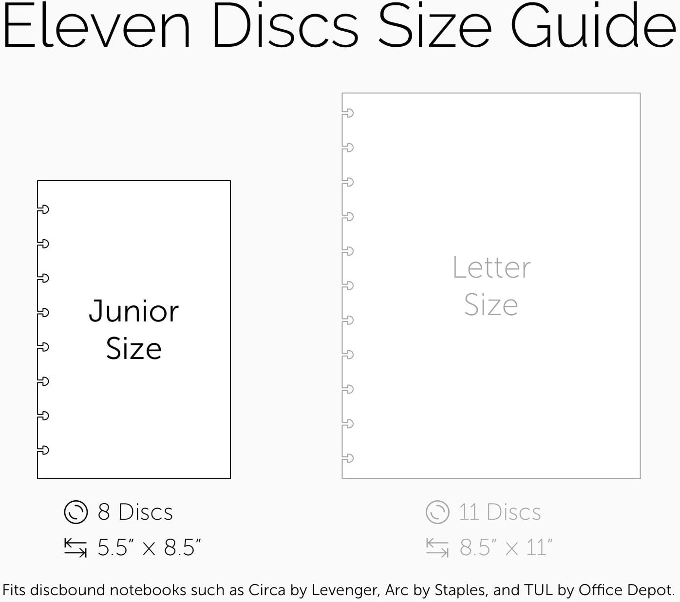 Eleven Discs Discbound Paper, Junior Size Mileage Log Sheets - Premium 120gsm Heavyweight Notebook & Planner Refills - 8 Discs, 5.5 x 8.5 in - Punched for Circa, Arc, TUL (50 Sheets)