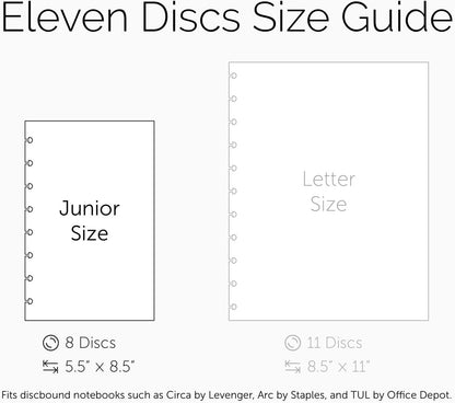 Eleven Discs Discbound Paper, Junior Size Mileage Log Sheets - Premium 120gsm Heavyweight Notebook & Planner Refills - 8 Discs, 5.5 x 8.5 in - Punched for Circa, Arc, TUL (50 Sheets)