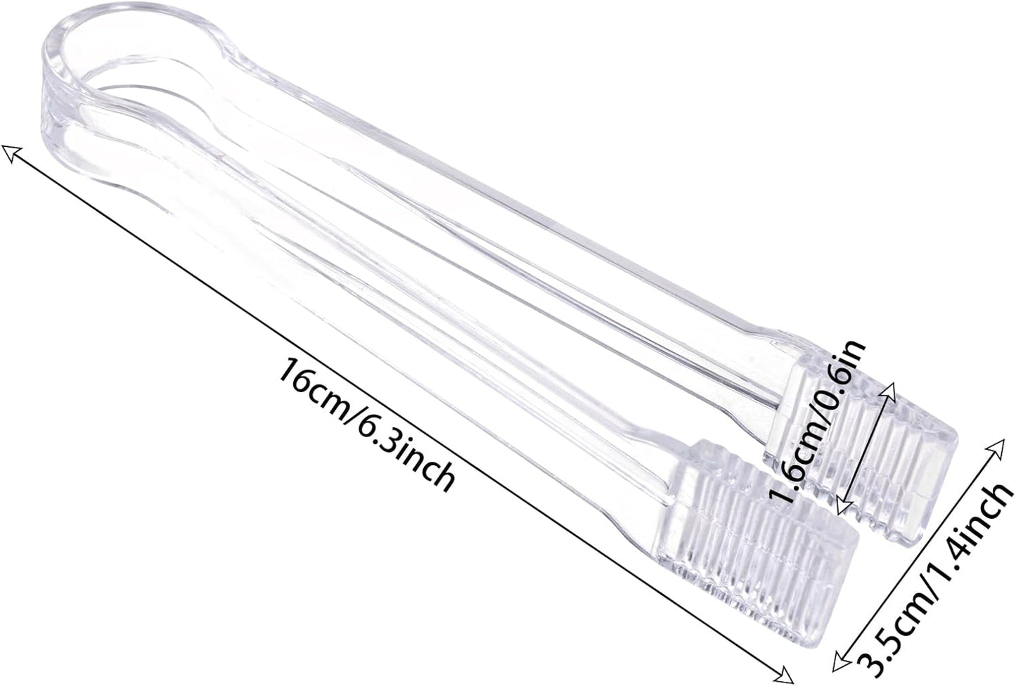 12Pcs Clear Plastic Ice Scoops Tongs Set, Small Tongs for Serving Food, Mini Candy Scoops for Candy Buffet Dry Goods Freezer Bin Canisters (Clear)