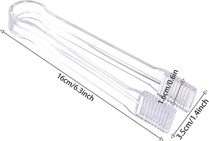 12Pcs Clear Plastic Ice Scoops Tongs Set, Small Tongs for Serving Food, Mini Candy Scoops for Candy Buffet Dry Goods Freezer Bin Canisters (Clear)