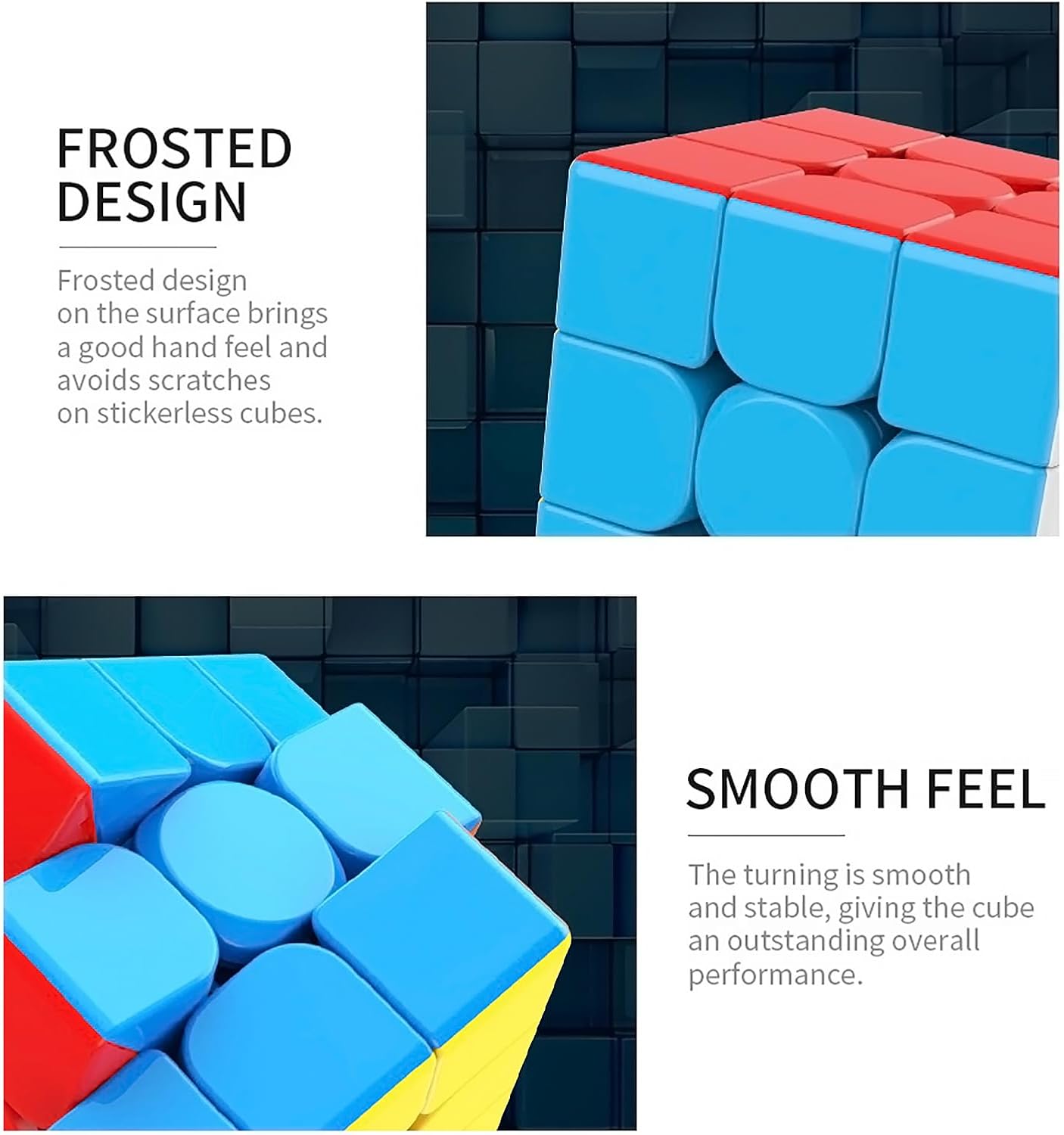 CFMOUR Speed Cube 3x3x3 - Moyu Meilong 3C, Stickerless Magic Cube 3x3, Fast Smooth Turning Vivid Colour 3D Puzzle Brain Toy Travel Games, Turns Quicker Than Original