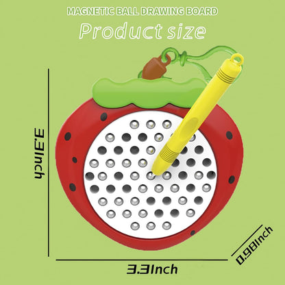 3In1 Strawberry Dolphin Turtle Magnetic Drawing Board for Kids & Toddlers with Beads and Magnet Stylus Pen - Magnetic Travel Toy for Airplane & Car Ride Activities for Kids