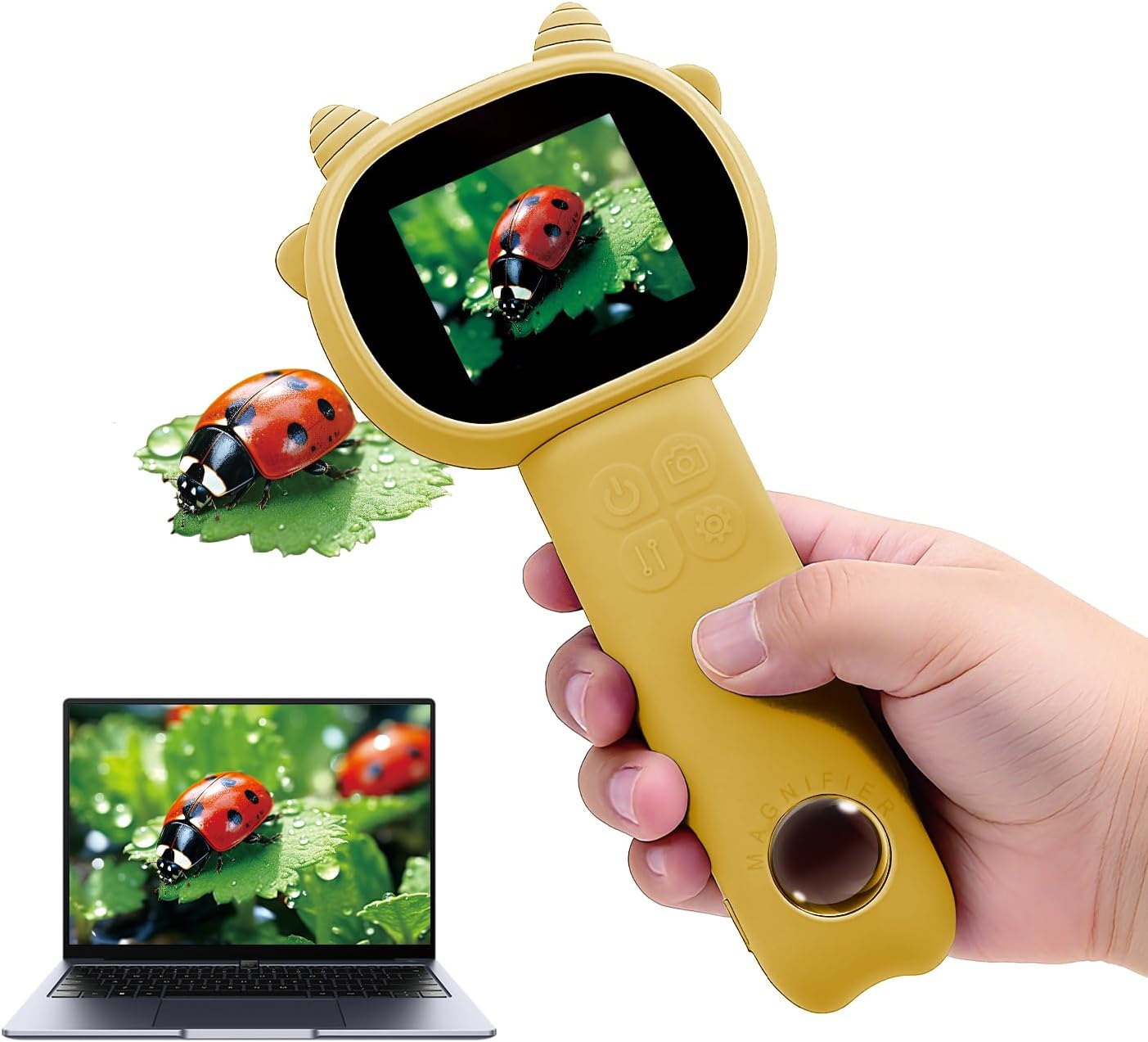 Microscope for Kids 500x Magnification,4X Zoom Mini Pocket Handheld Microscope with 2.0" Screen for Toddlers-STEM Educational Science Kit Toddler for Boys Girls Aged 3-12(Black)