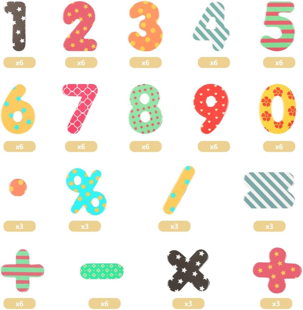 90 Pcs Magnetic Numbers and Math Symbols Learning Educational Soft Magnetic Refrigerator Magnets Math Recognition Whiteboard Fridge