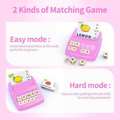 Matching Letter Games for Kids Ages 4-8,Learning & Education Toys for Preschool Boys Girls Spelling/Reading/Math Learning/Word Recognition,Birthday Gifts Educational Toys for Kindergarten Kids, Purple
