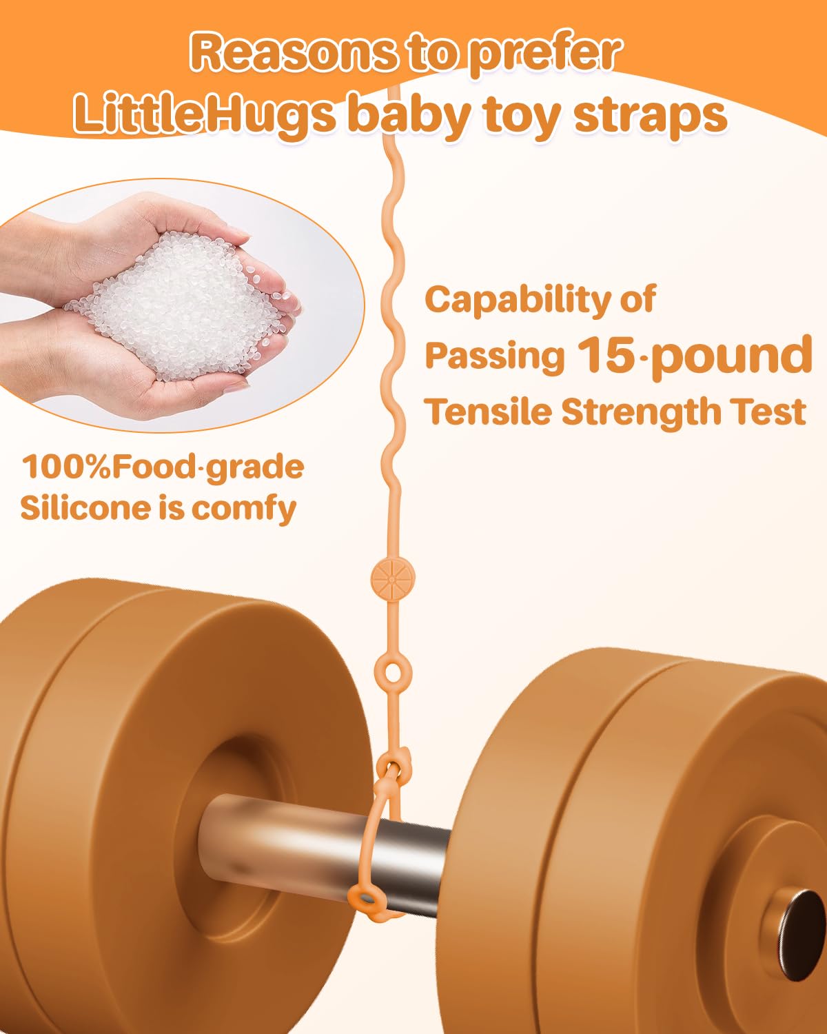 LittleHugs Toy Straps for Baby, 5pcs Adjustable Toy Holder for Stroller Accessories, Silicone Tether Pacifier Clip, No Throw Travel Essential Leash for High Chair, Car Seat (5-Pack)