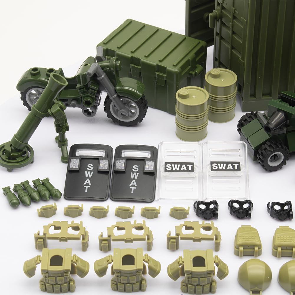 Modern Swat Team Building Block Toys, Army Equipment Gear Sets, Special Military Soldier Style Weapon Sets, Military Weapon Pack Accessories Kits Toys, Accessories Compatible with Major Mini figure