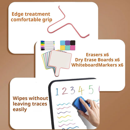 10''X 8'' Dry Erase Paddles with Markers & Erasers – Dry Erase Boards with Handles Double-Sided Small Whiteboards for Classroom, Teaching, Learning, and Group Activities (6)