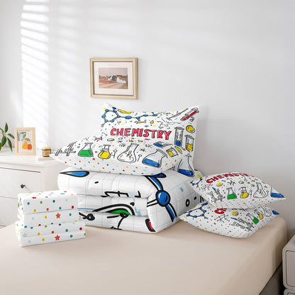 Erosebridal Chemical Equation Bed in a Bag Queen Comforter Set 7 Piece,Chemistry Bedding Sets Science Students Learning Gift Sheet Set with Comforter,Molecular Formula Education Bed Set - Colors A