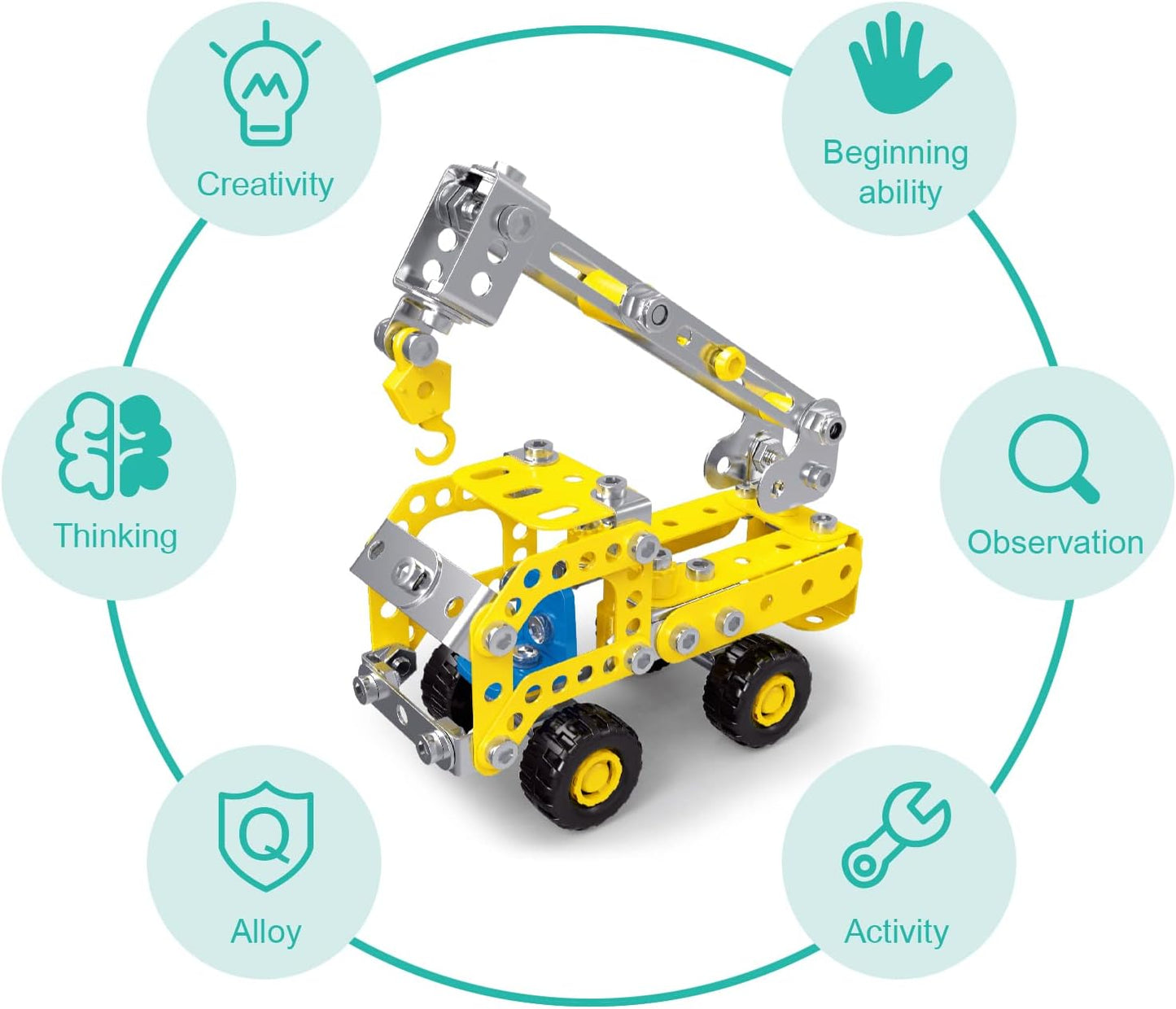 Ferthor Fun 7 in 1 STEM Toys,Creative Set for Boys Age 8-12,Learning Engineering Kids Building Blocks Model Kits,Metal Construction Toys for Kids 8 9 10 11 12+ Year Old(180PCS No Motor)