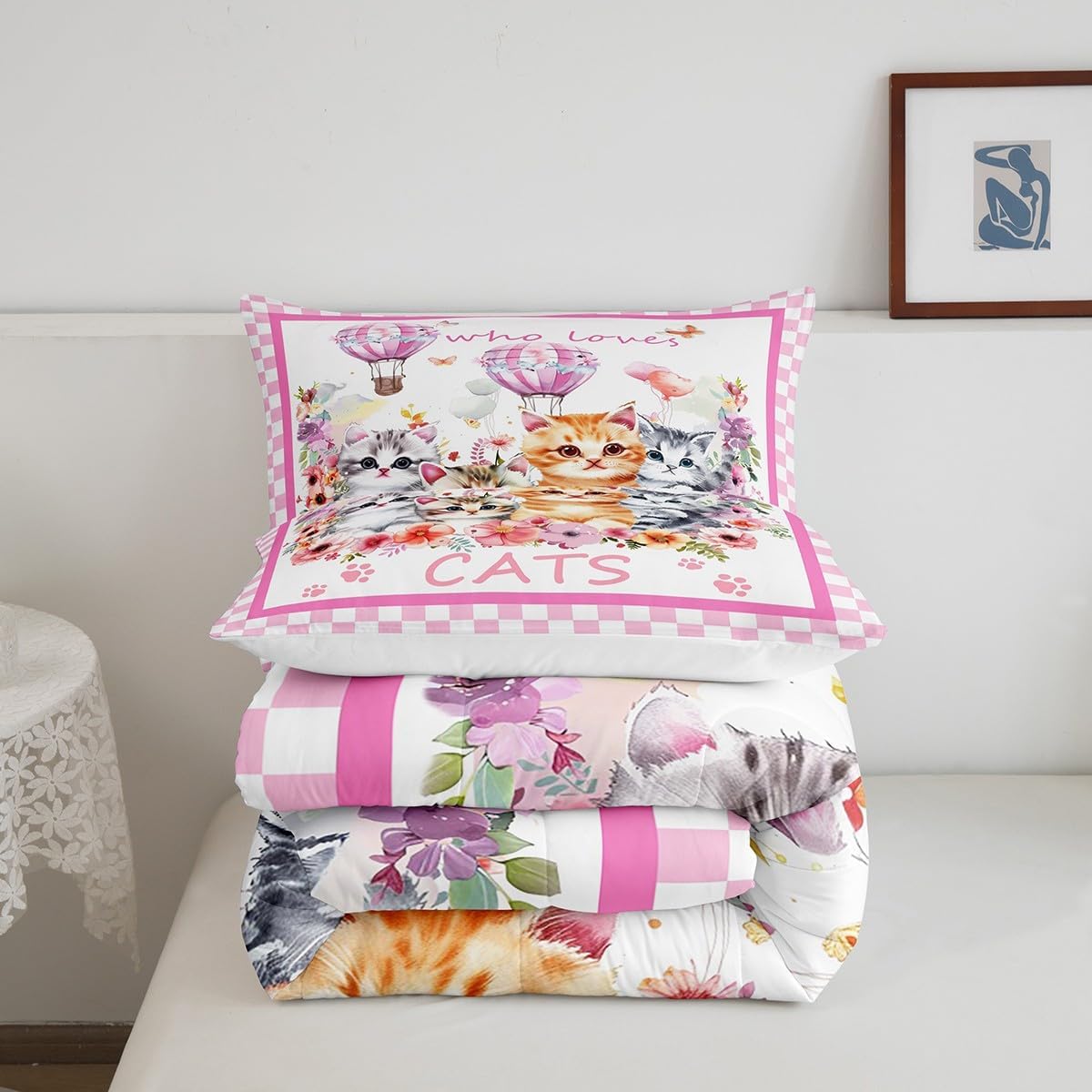 Castle Fairy Drum Kit Comforter Set,Musical Instruments Bedding Set for Kids Girls Women,Adults Rock Music Comforter,Neon Lighting Quilted Duvet Set Bedroom Collection Twin Size 2Pcs