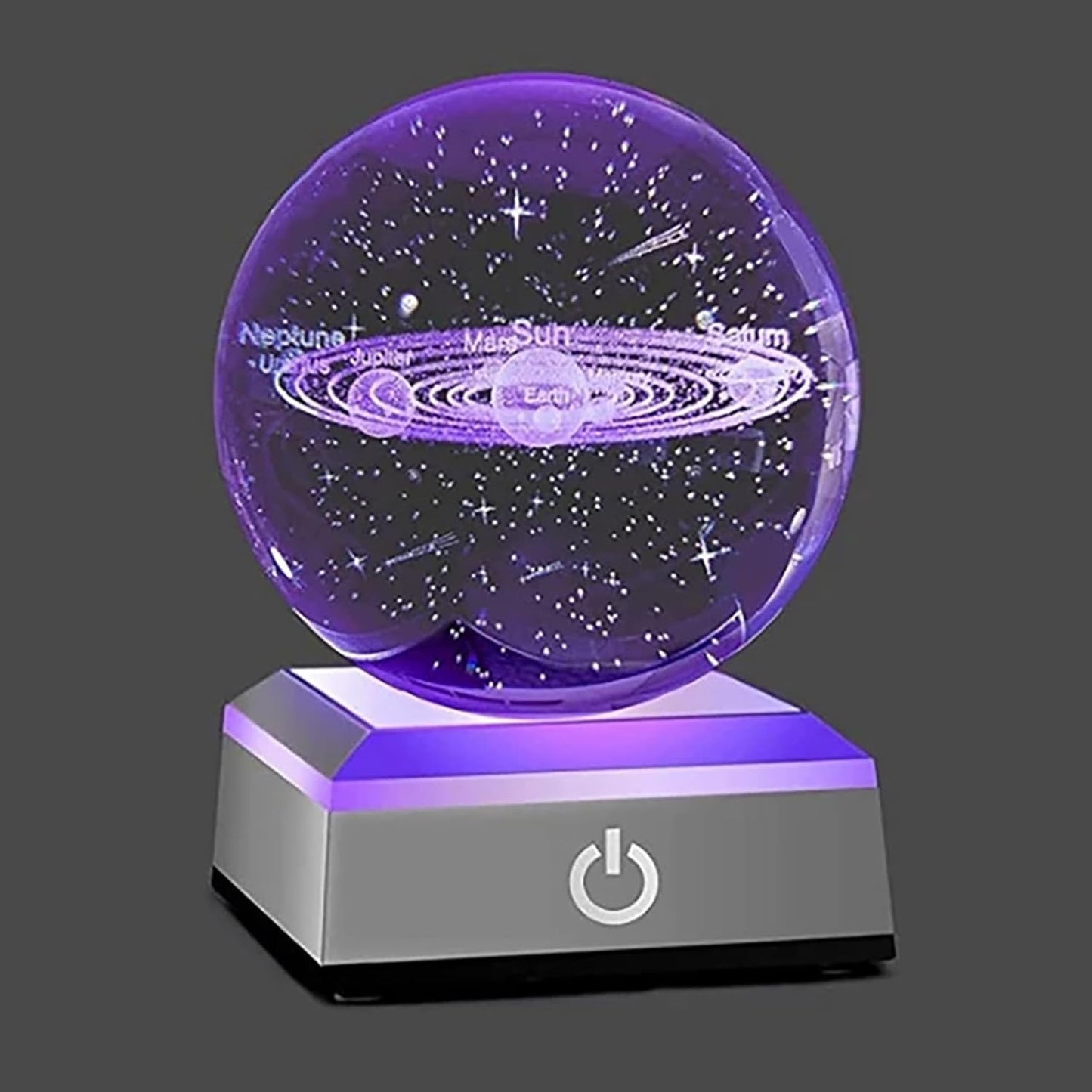 Solar System Crystal Ball Nightlight with LED Colorful Lighting, Touch Base, 3D Galaxy Crystal Ball Model Decor Science Astronomy Gift