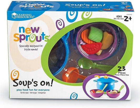 Learning Resources New Sprouts Soup's On, Ages 2 and Up Toddler Learning Toys, Pretend Play Food Set, Kitchen Toys for Kids