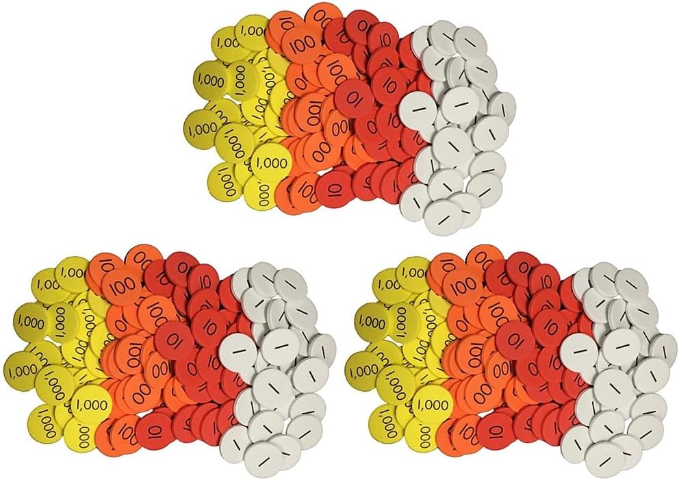 Sensational Math 4-Value Whole Numbers Place Value Discs, 100/Set, 3 Sets (ELP626636-3)