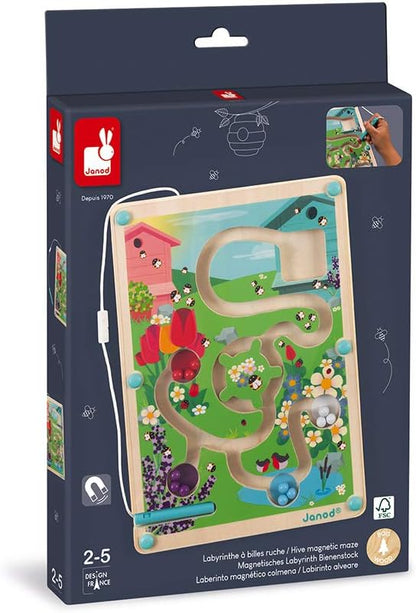 Janod Bee Hive Magnetic Wooden Maze Game - Ages 2+ - J05310