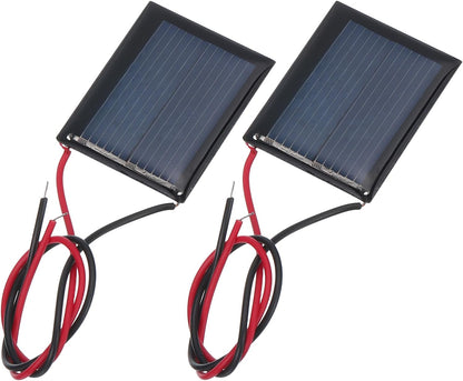 MECCANIXITY 2 Pcs 5.5V 0.44W 70mA Mini Solar Panels, Small Polycrystalline Solar Cell Panel with 2 Cable for DIY Electric Toy Materials Kits Charger, 60mm x 60mm
