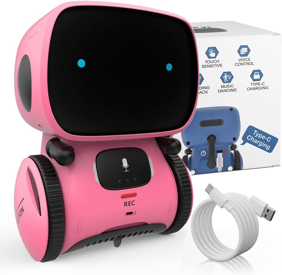 98K Kids Robot Toys for Girls and Boys, Touch and Voice Control Robots Interactive Smart Talking Robots Intelligent Partner and Teacher with Singing, Dancing, STEM Toy Gifts for Kid Age 3 and Up