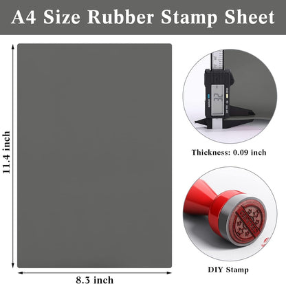 Rubber Stamp Sheet for Laser Engraving Machine, A4 Rubber Stamp Sheet for Laser Cutter Soft Rubber Sheet for Stamps (Dark Gray, 1 Pack)